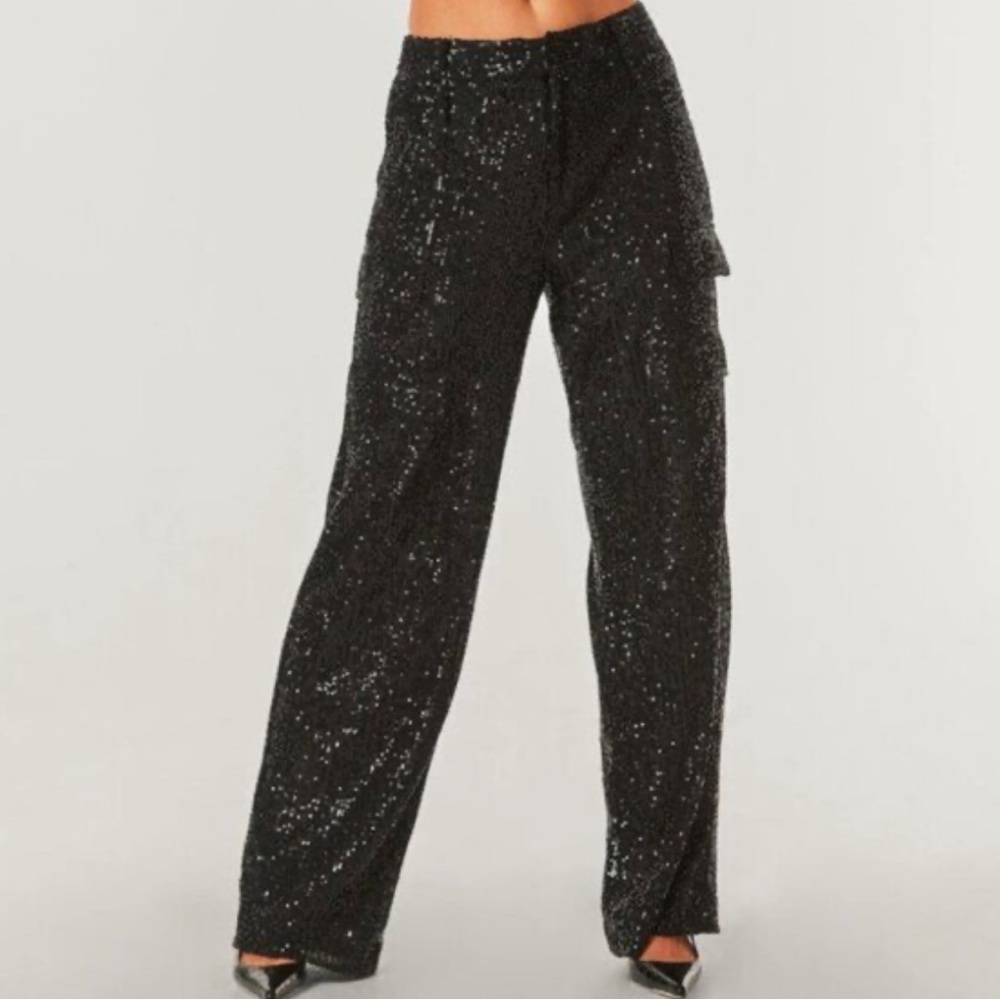 Noli Milan Black Sequin Cargo Women's Pants